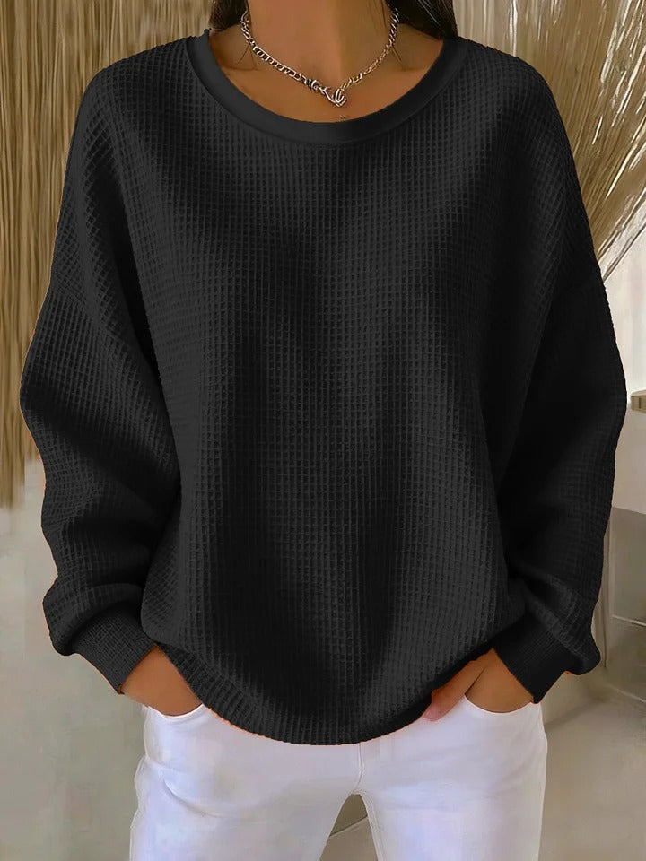 Cecilia | Relaxed Waffle-Texture Sweater - Maison Léa &amp; Lou