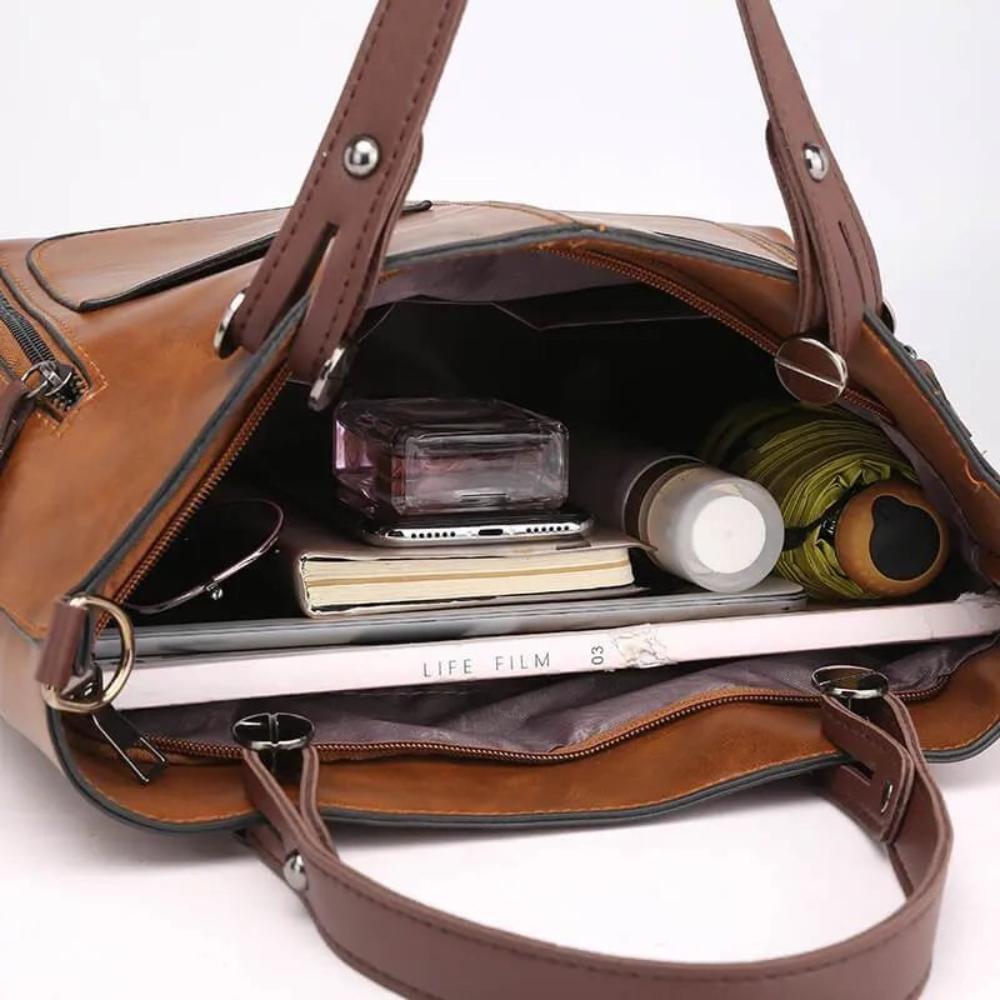 Nancy - Timeless Elegance Leather Shoulder Bag - Maison Léa &amp; Lou