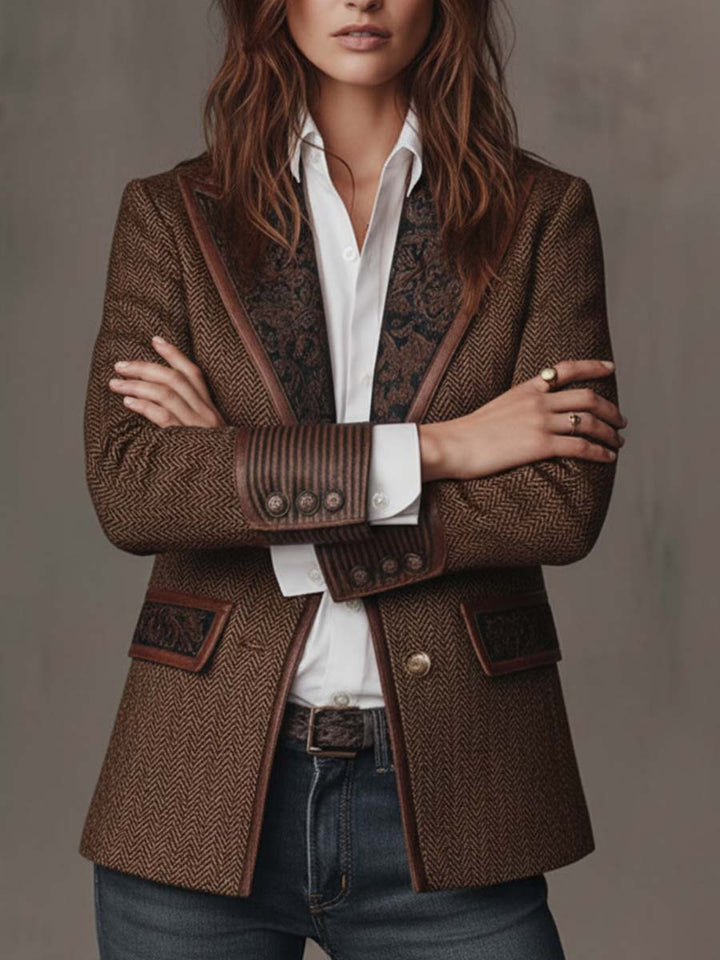 Rose - Blazer with Houndstooth Panels