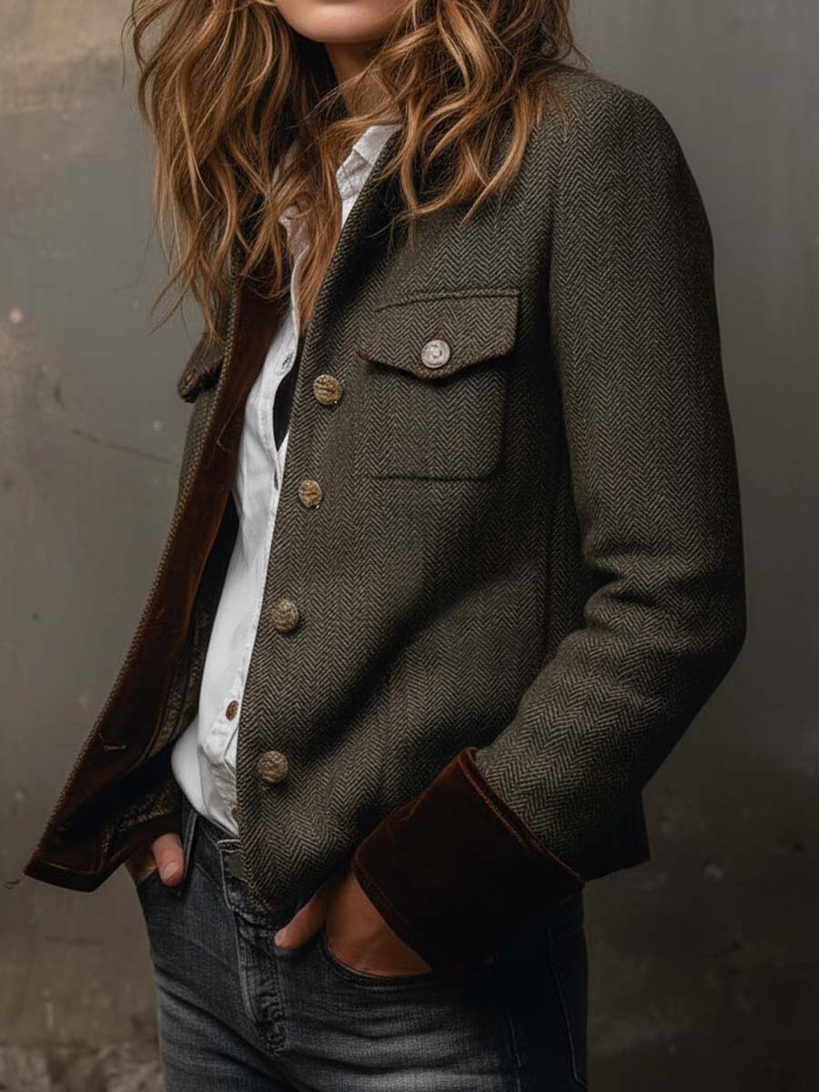 Charlotte - Twill Blazer with Contrast Trim