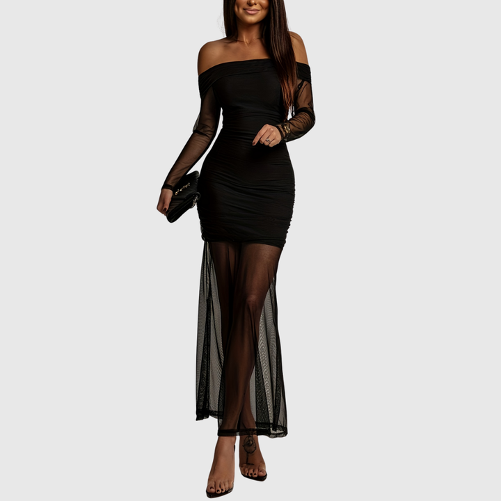 Evangeline | Elegant Off-Shoulder Evening Dress - Maison Léa &amp; Lou