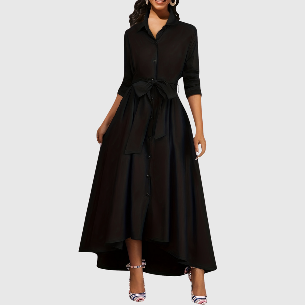 Livienne | Elegant Button-Front Maxi Dress - Maison Léa & Lou