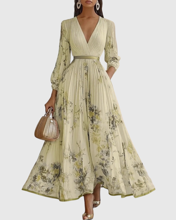 Rowella - Elegant Pleated Maxi Dress - Maison Léa &amp; Lou