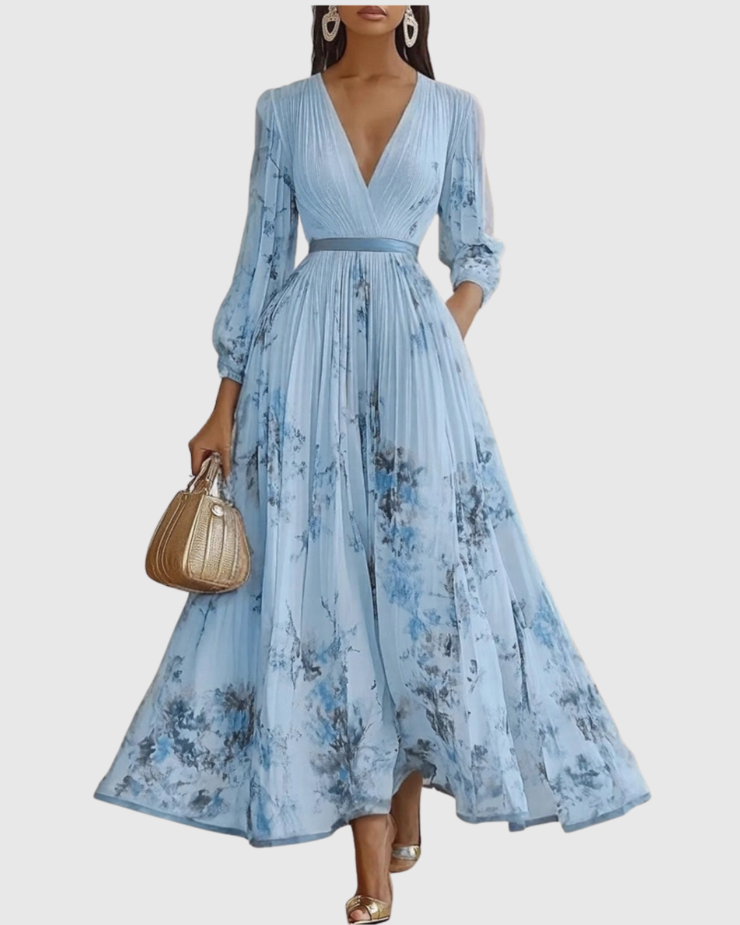 Rowella - Elegant Pleated Maxi Dress - Maison Léa &amp; Lou