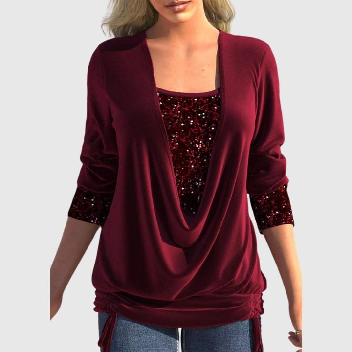 Odeline | Modern Sequin Layer Blouse - Maison Léa &amp; Lou