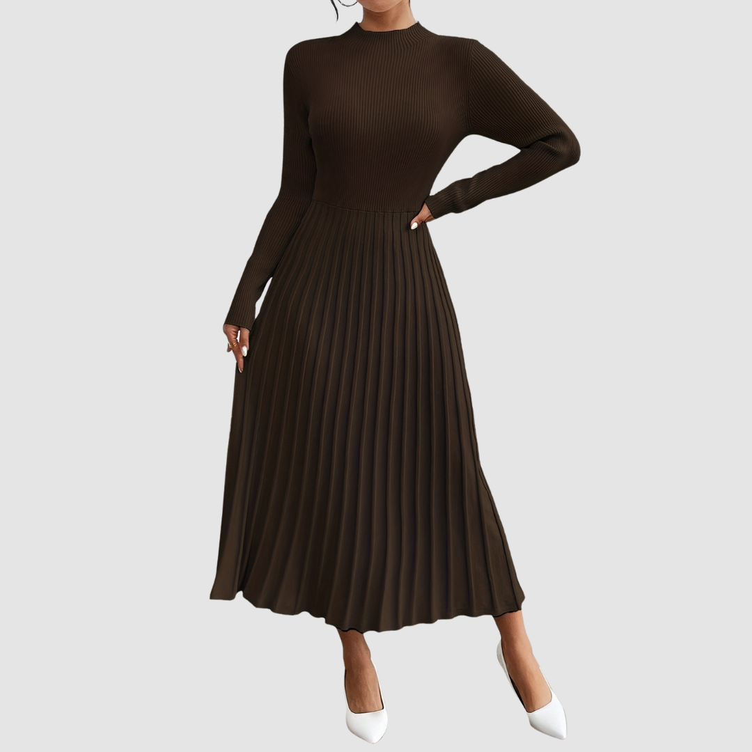 Evelyn Grace | High-Neck Long-Sleeve Maxi Dress - Maison Léa &amp; Lou