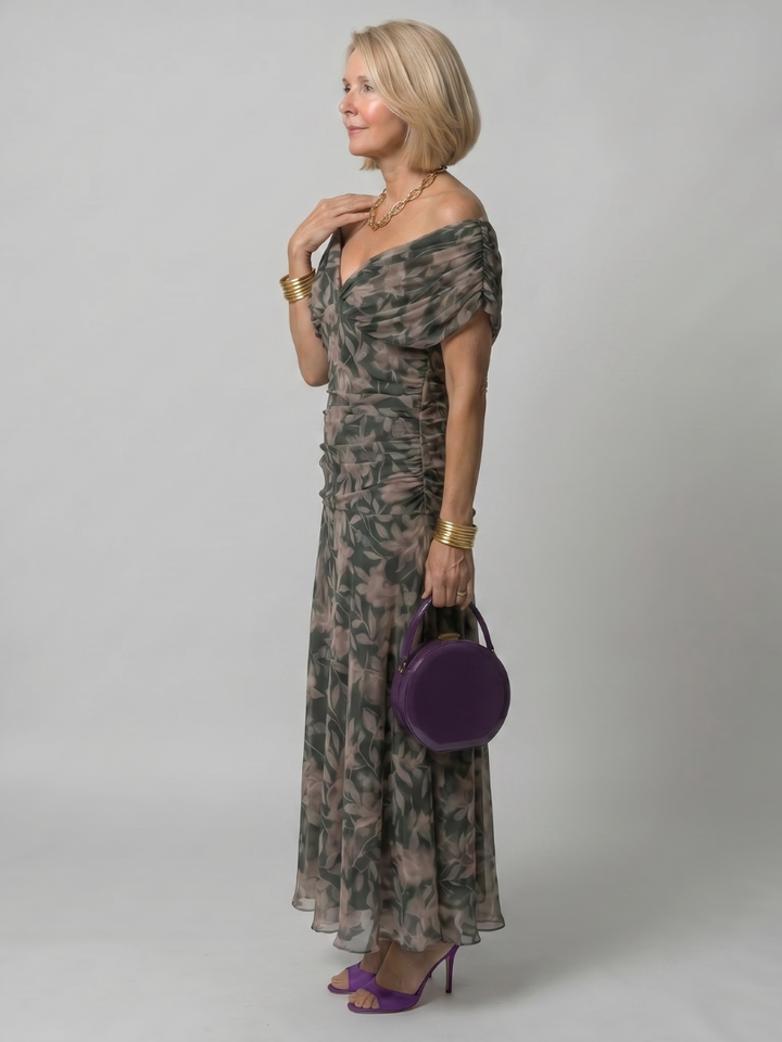 Calen | Flowing Off Shoulder Midi Dress - Maison Léa &amp; Lou