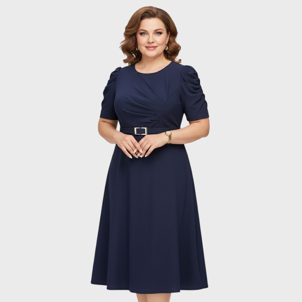 Harriet Bloom | Soft-Touch Ruched Midi Dress - Maison Léa & Lou