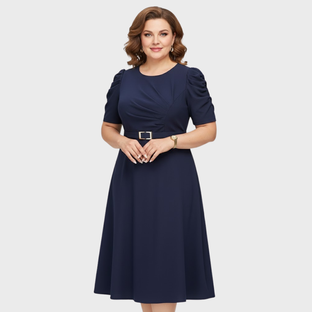 Harriet Bloom | Soft-Touch Ruched Midi Dress - Maison Léa &amp; Lou