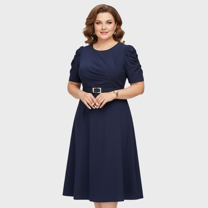 Harriet Bloom | Soft-Touch Ruched Midi Dress - Maison Léa &amp; Lou
