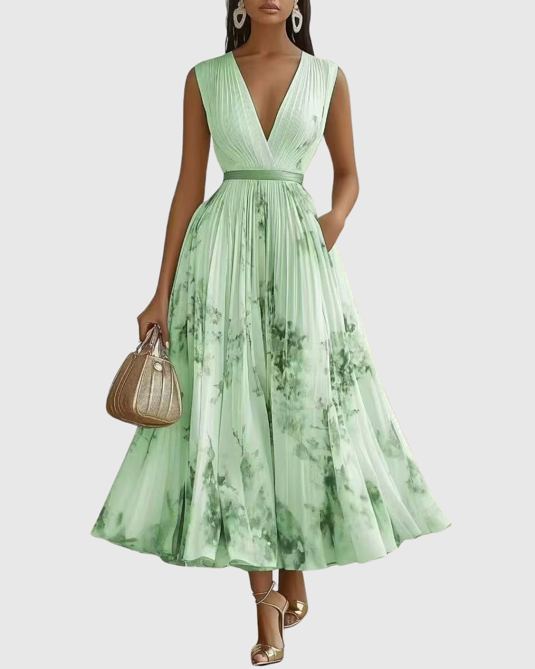 Rowella - Elegant Pleated Maxi Dress - Maison Léa & Lou