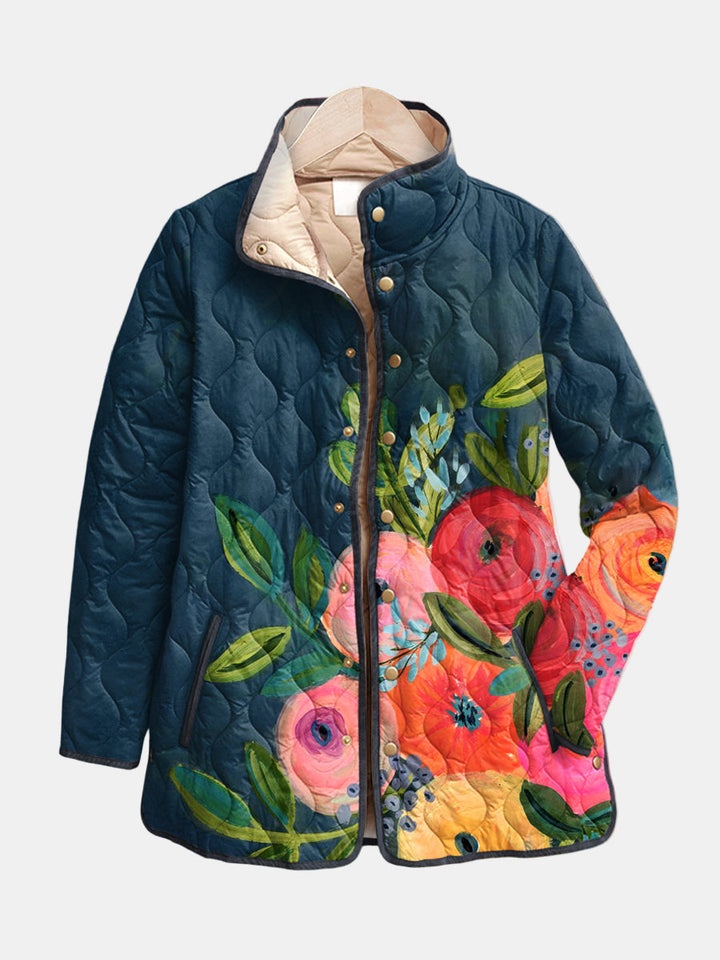 Amaya | Vintage Floral Print Quilted Jacket - Maison Léa &amp; Lou