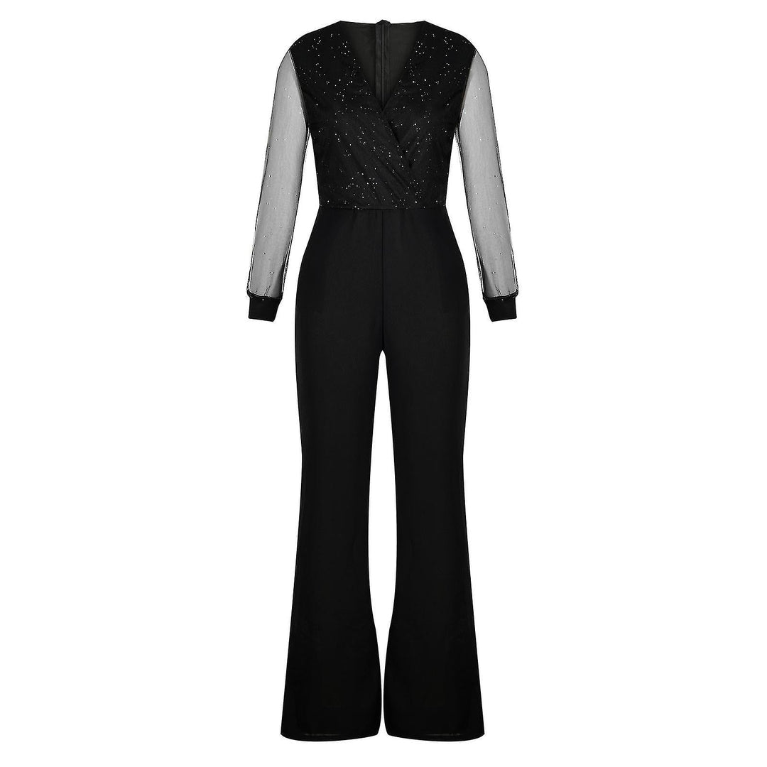 Islie | Jumpsuit with Sheer Sleeves and Wide Legs - Maison Léa &amp; Lou
