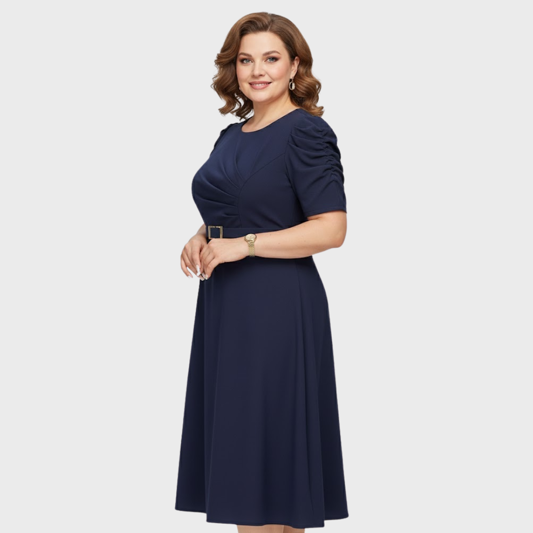 Harriet Bloom | Soft-Touch Ruched Midi Dress - Maison Léa & Lou
