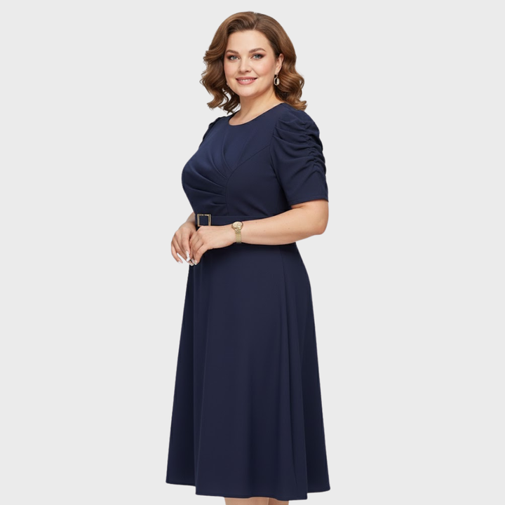 Harriet Bloom | Soft-Touch Ruched Midi Dress - Maison Léa &amp; Lou