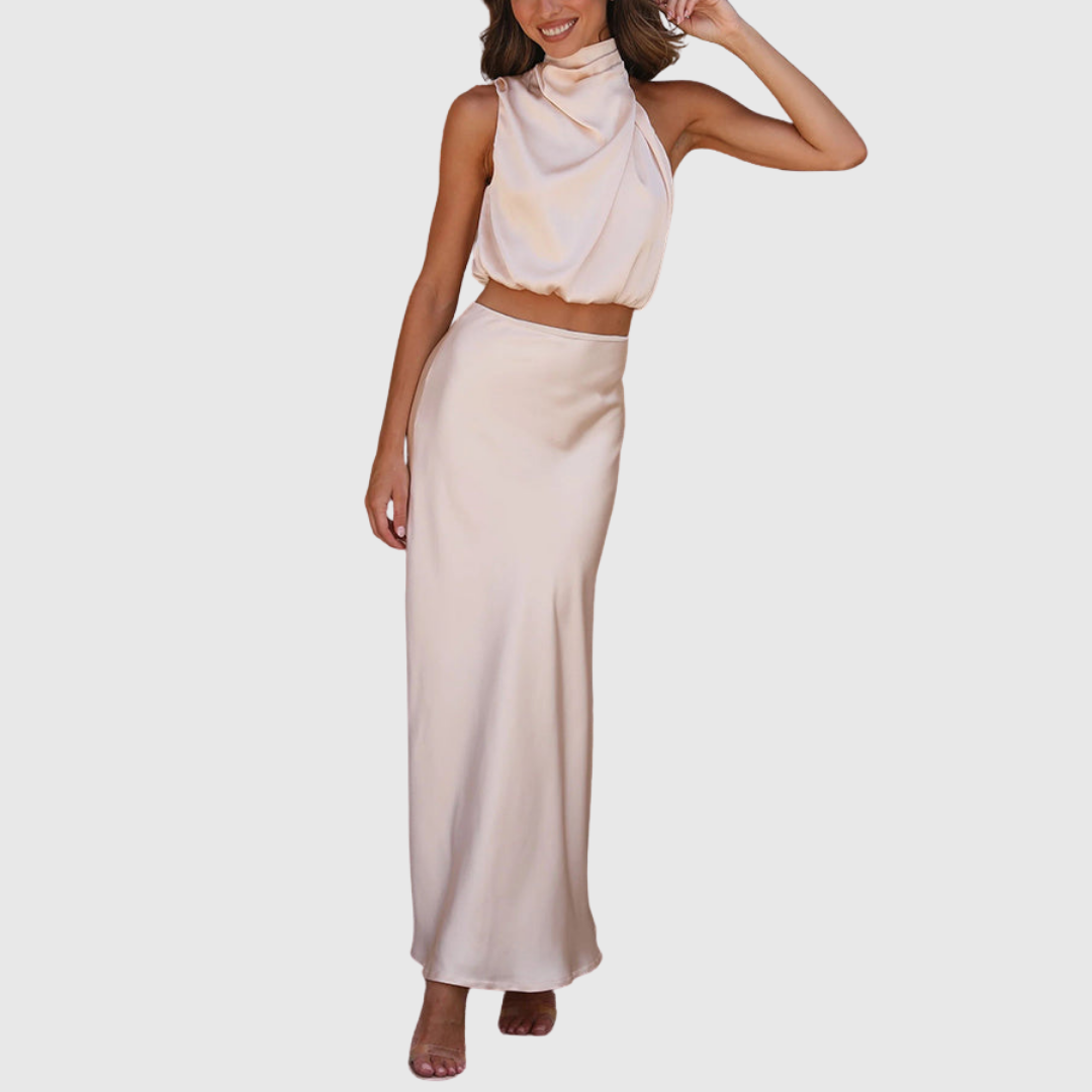 Emily | Satin Drape Maxi Set - Maison Léa &amp; Lou