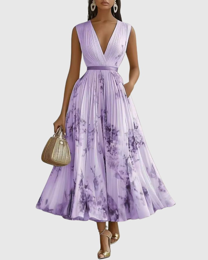 Rowella - Elegant Pleated Maxi Dress - Maison Léa &amp; Lou