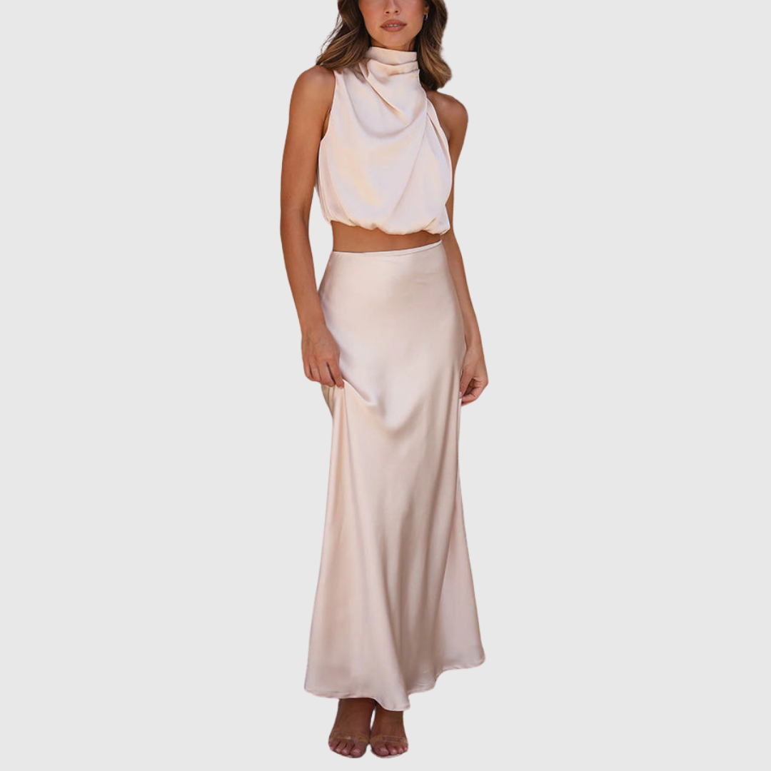 Emily | Satin Drape Maxi Set - Maison Léa &amp; Lou