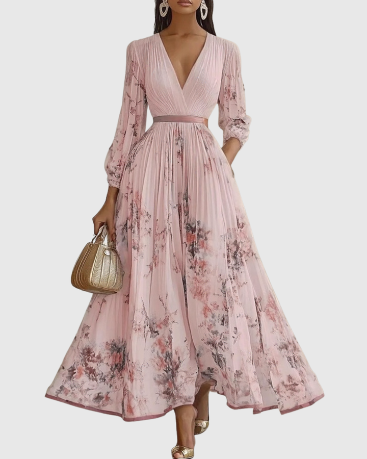 Rowella - Elegant Pleated Maxi Dress - Maison Léa &amp; Lou