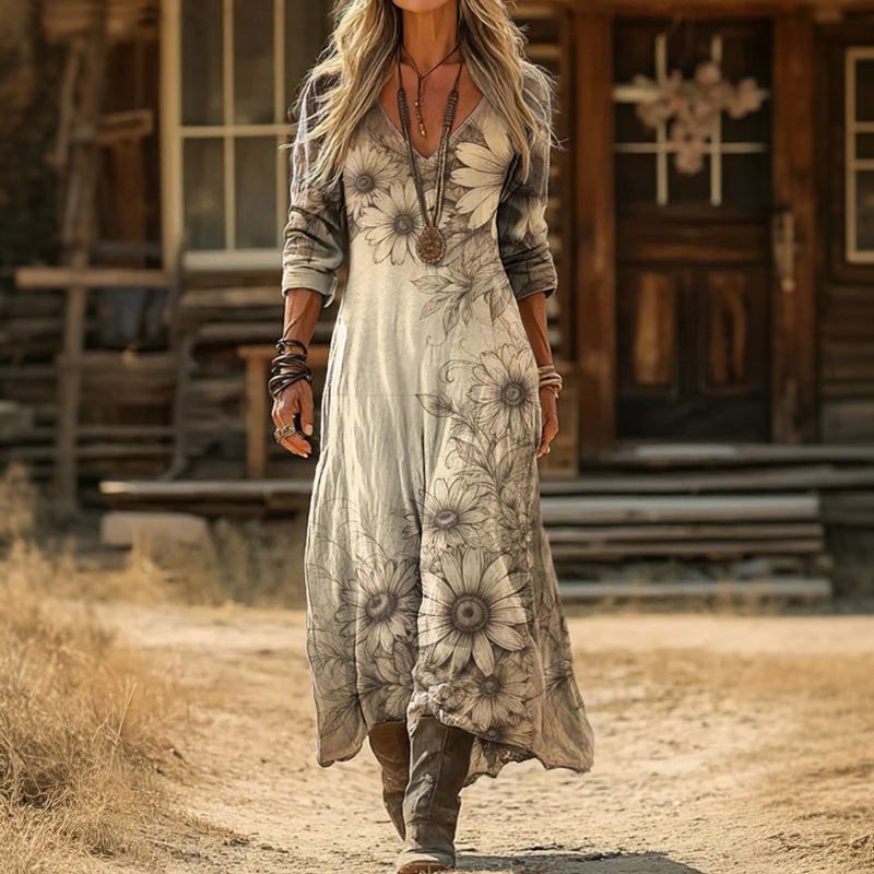 Sybil | Flowing Floral Maxi Dress - Maison Léa & Lou
