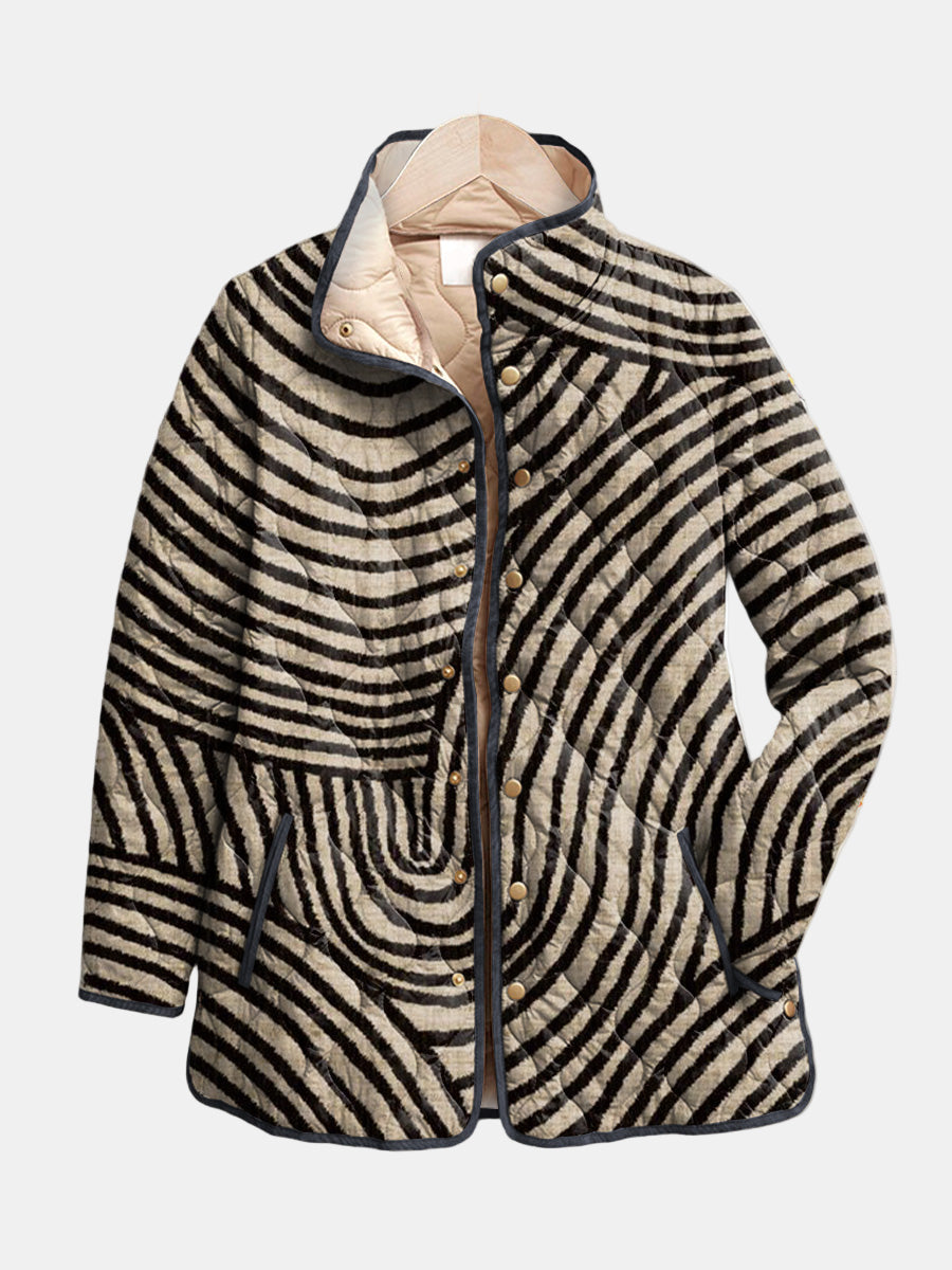 Inaya | Retro Hand-Drawn Circle Design Quilted Jacket - Maison Léa &amp; Lou