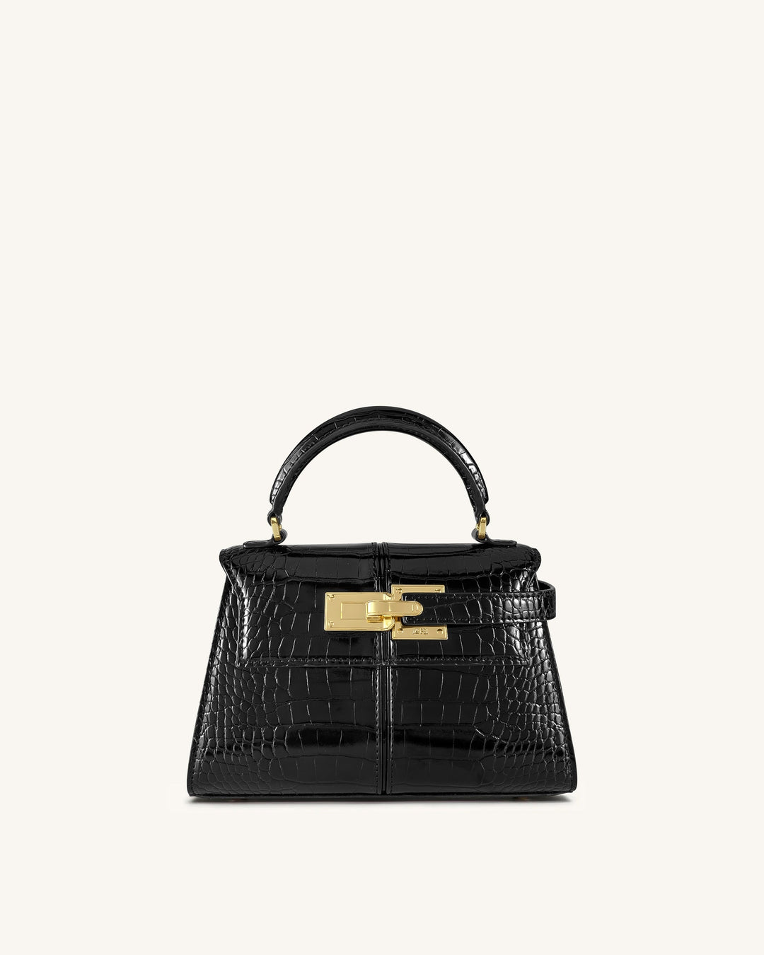 Elise Top Handle Bag - Black Croc - Maison Léa & Lou