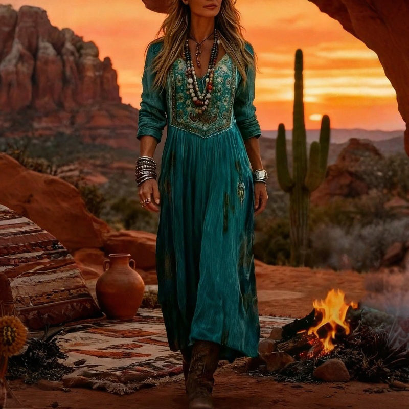 Rhiannon | Bohemian Flowing Maxi Dress - Maison Léa & Lou