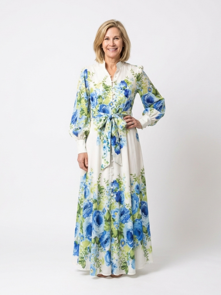 Harper | Long Sleeve Floral Button Front Maxi Dress - Maison Léa &amp; Lou