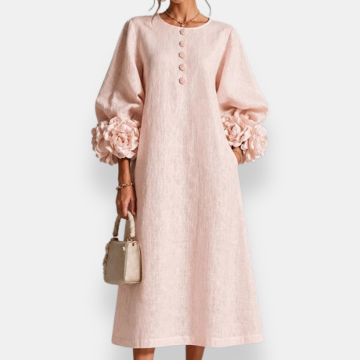 Annabelle | Floral Appliqué Midi Dress - Maison Léa &amp; Lou