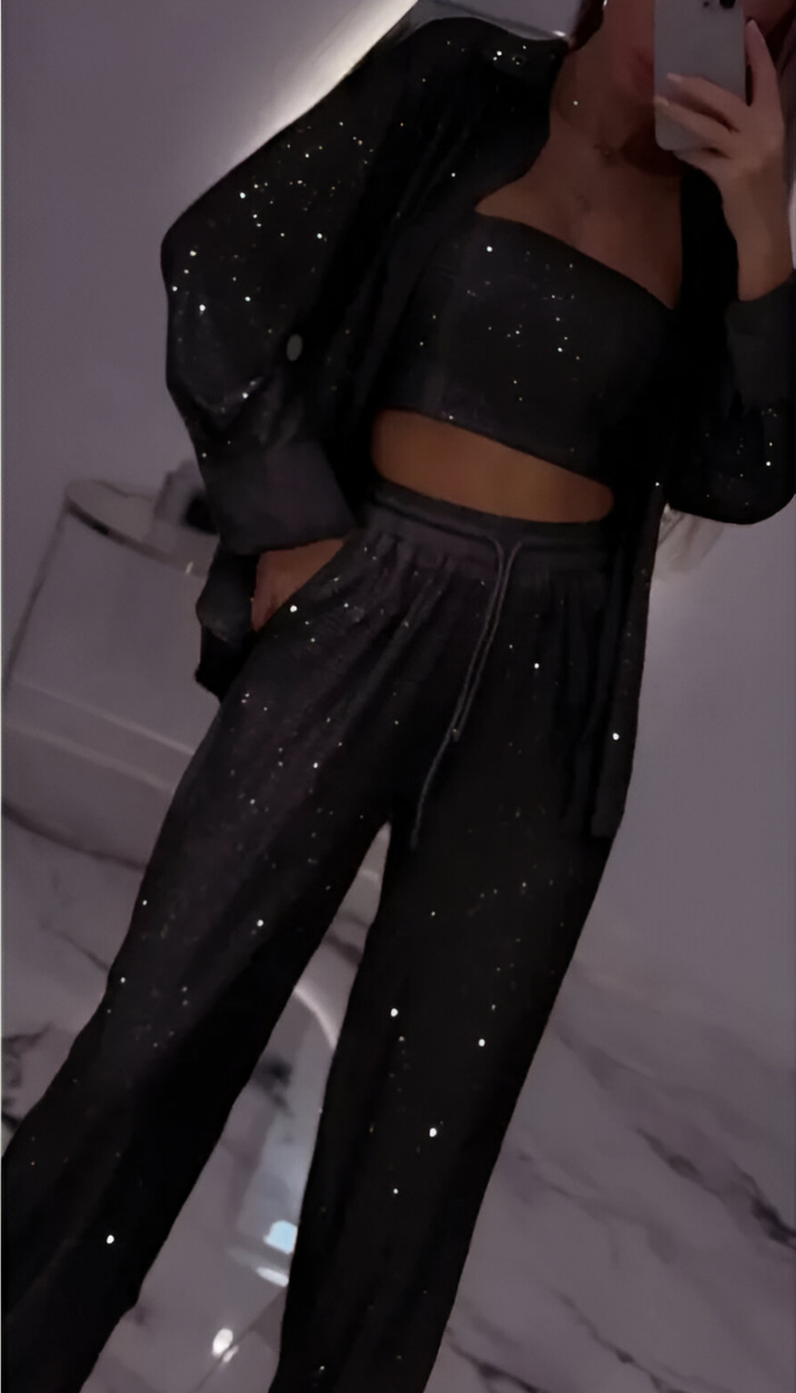Fioralba | Sequin Lounge Set – Three Piece - Maison Léa &amp; Lou