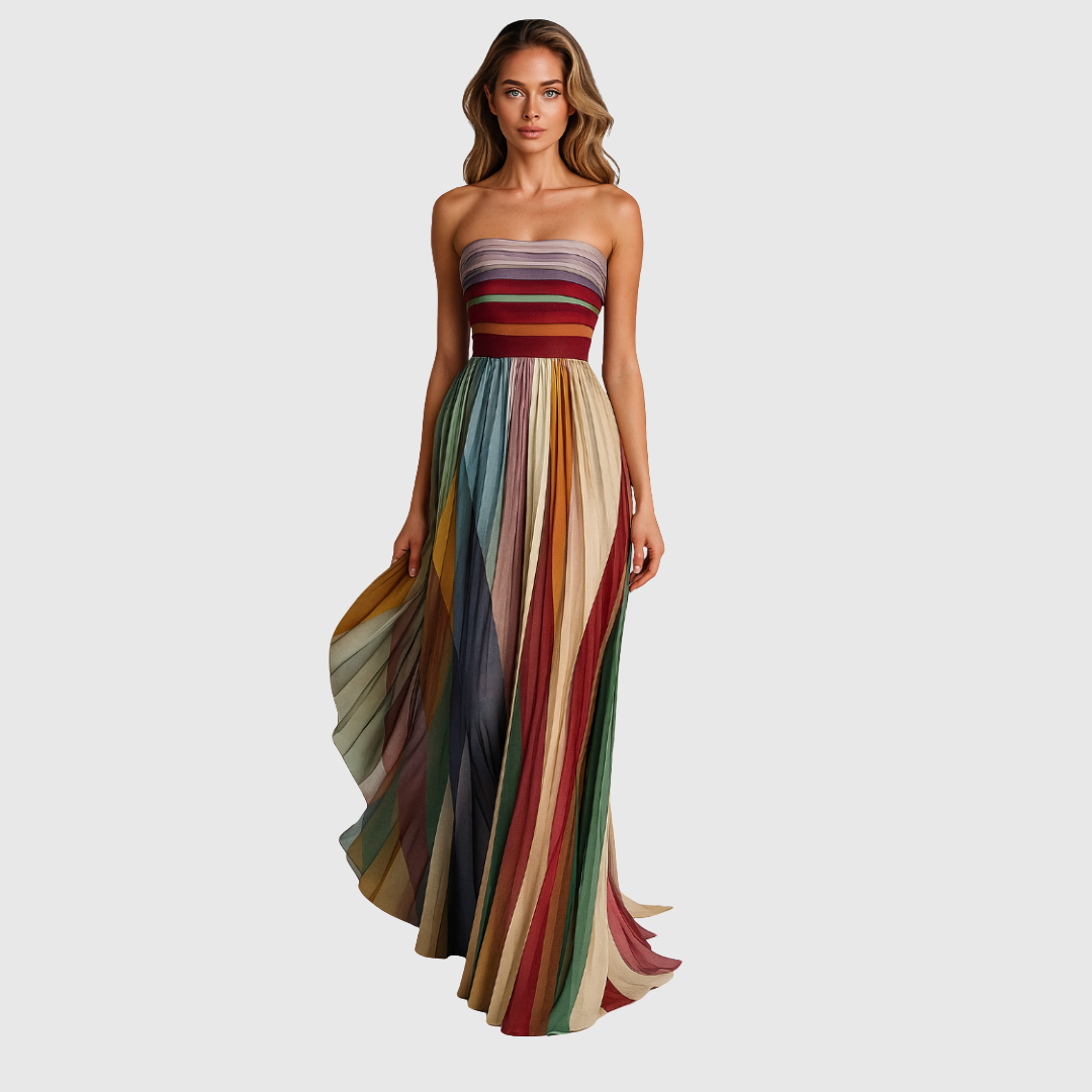 Isola - Elegant Pleated Evening Dress - Maison Léa & Lou
