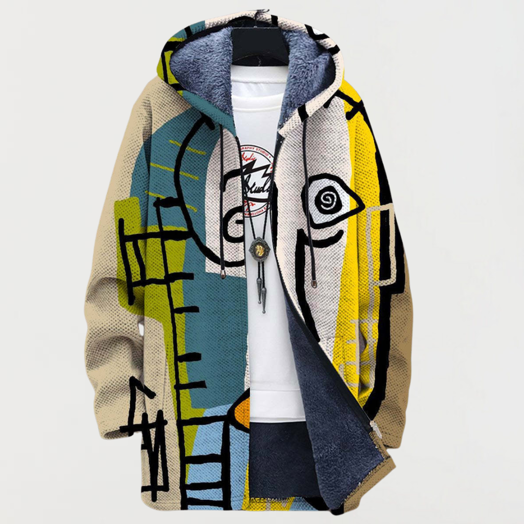 Morgan | Abstract Print Hooded Coat - Maison Léa &amp; Lou