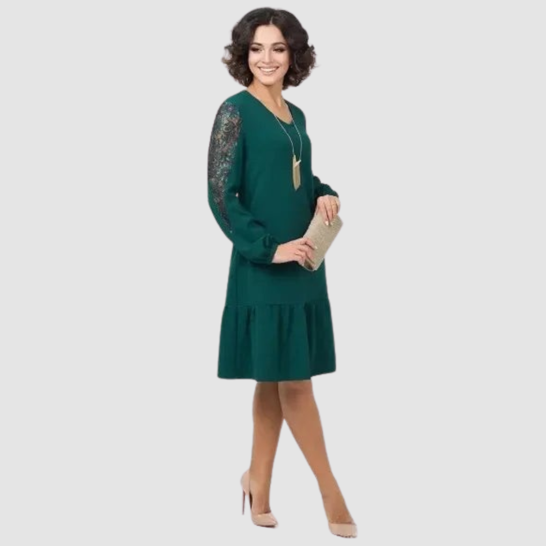 Lowri Quinn | Lace-Sleeve Midi Dress - Maison Léa &amp; Lou