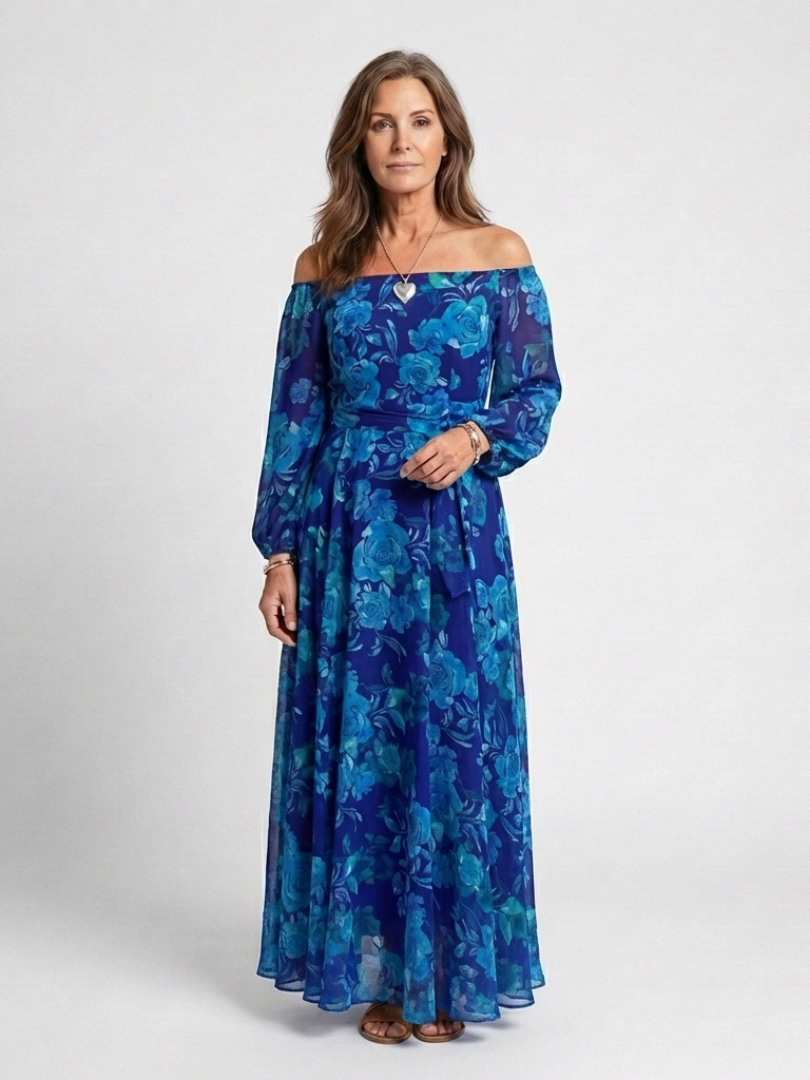 Aspen | Off Shoulder Floral Maxi Dress - Maison Léa & Lou
