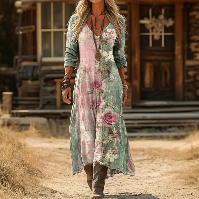Florence Meadow | Flowing Floral Maxi Dress - Maison Léa & Lou
