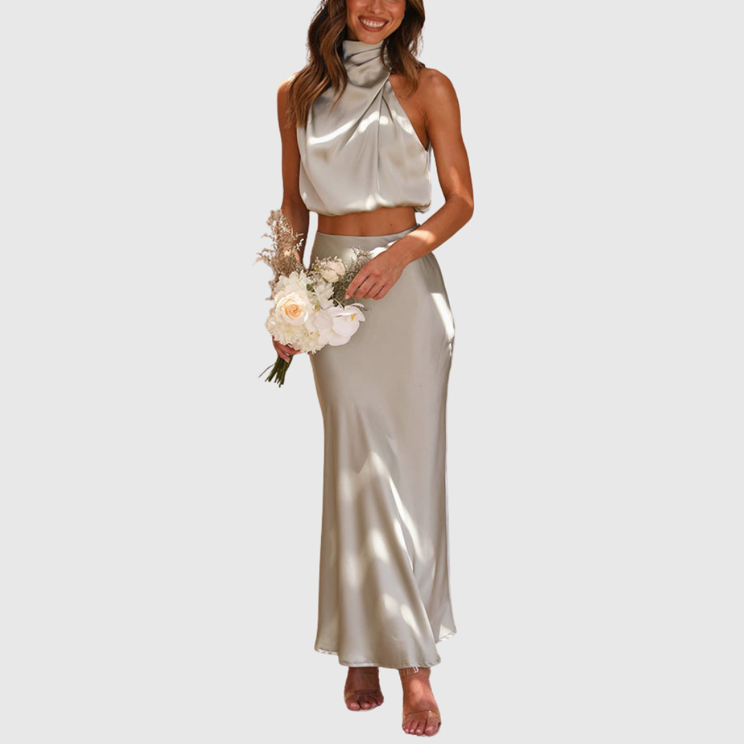 Emily | Satin Drape Maxi Set - Maison Léa &amp; Lou