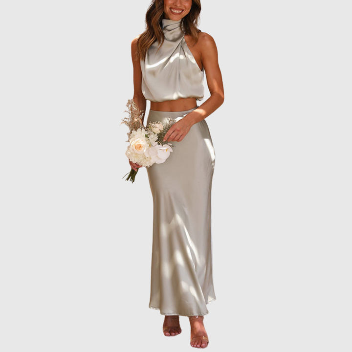 Emily | Satin Drape Maxi Set - Maison Léa &amp; Lou