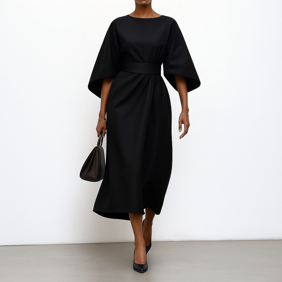 Eldra - Satin Feel Batwing Sleeve Maxi Dress - Maison Léa &amp; Lou