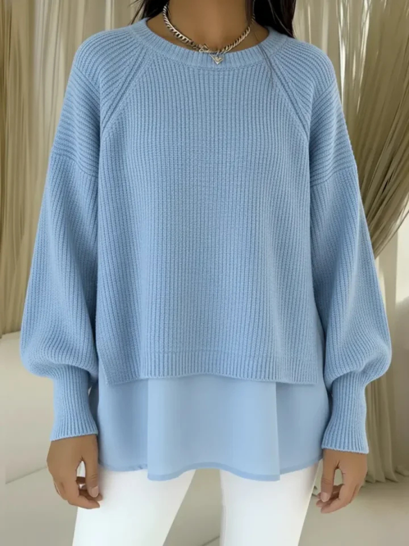 Laurel | Layered-Hem Knit Sweater - Maison Léa & Lou