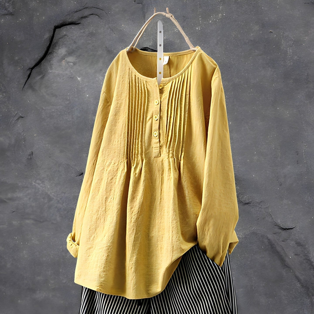 Ellen™ | Bomuldsbluse med lange ærmer - Maison Léa &amp; Lou
