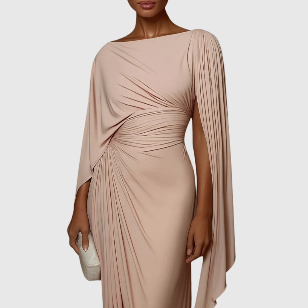 Fiona | Pleated Drape Maxi Dress - Maison Léa & Lou