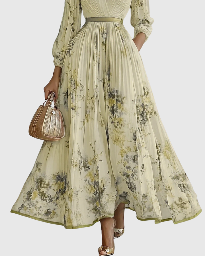 Rowella - Elegant Pleated Maxi Dress - Maison Léa &amp; Lou