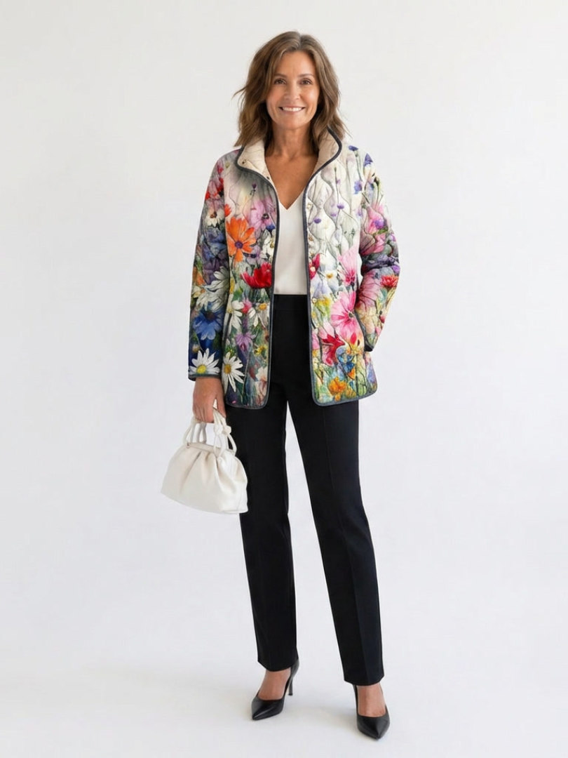 Kaia | Charming Vintage Floral Print Quilted Jacket - Maison Léa & Lou