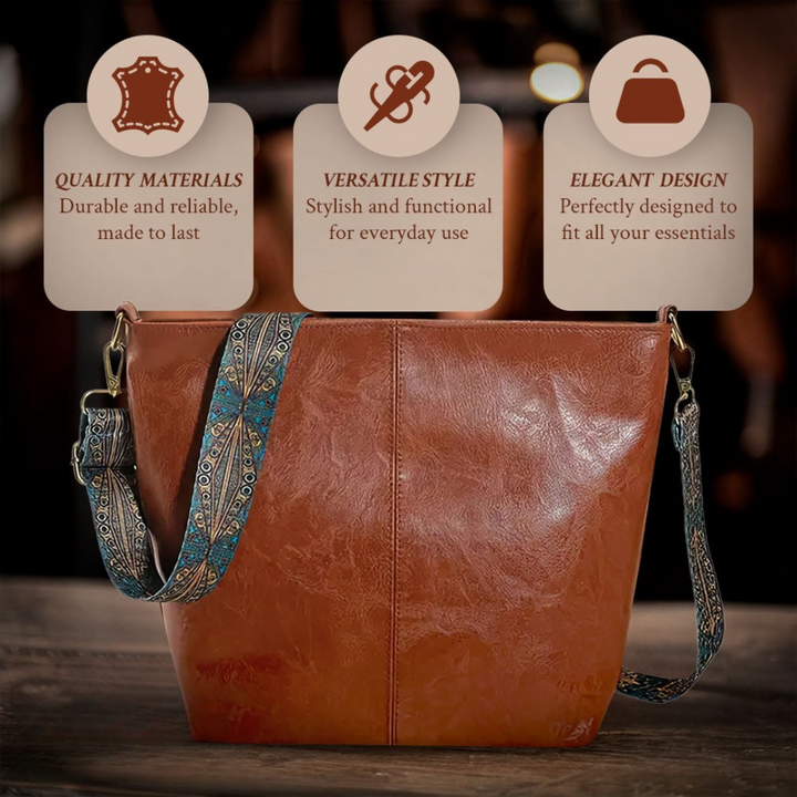 Linda - Vintage Charm Leather Shoulder Bag - Maison Léa &amp; Lou