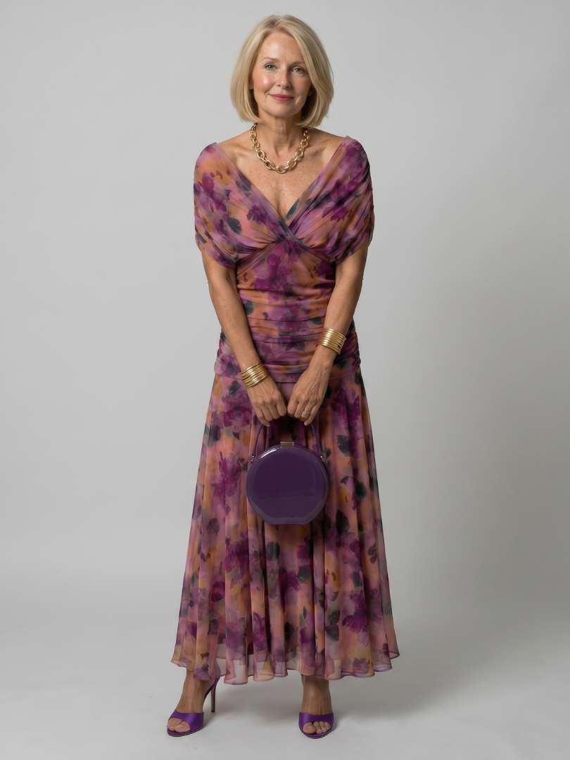 Calen | Flowing Off Shoulder Midi Dress - Maison Léa & Lou