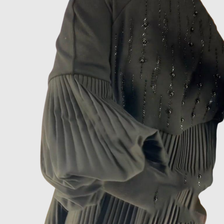 Elodie | Pleated Puff-Sleeve Gown - Maison Léa &amp; Lou