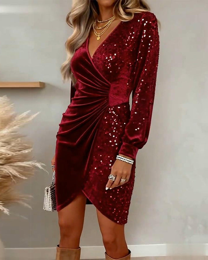 Emilia Snowfall | Frosted Dream Midi Dress with V-Neck - Maison Léa &amp; Lou