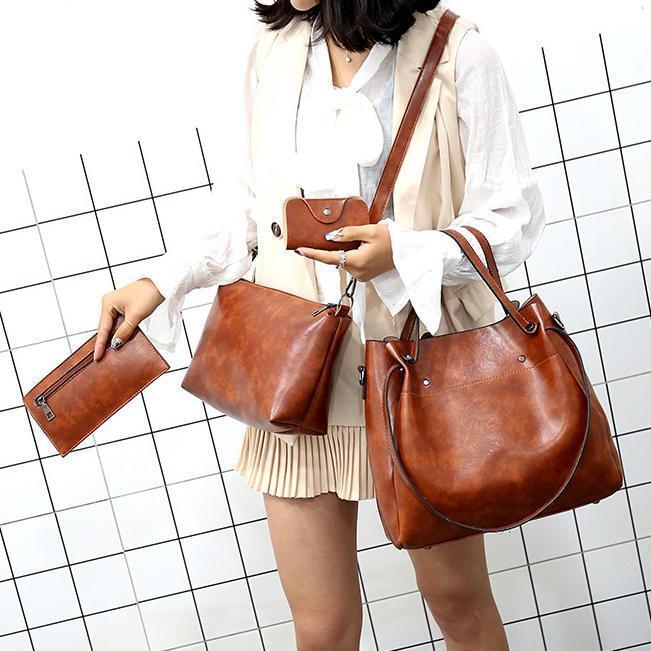 Riley - Vintage Soft 4-Piece Leather Bag Set - Maison Léa &amp; Lou