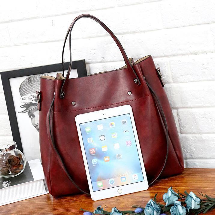 Riley - Vintage Soft 4-Piece Leather Bag Set - Maison Léa &amp; Lou