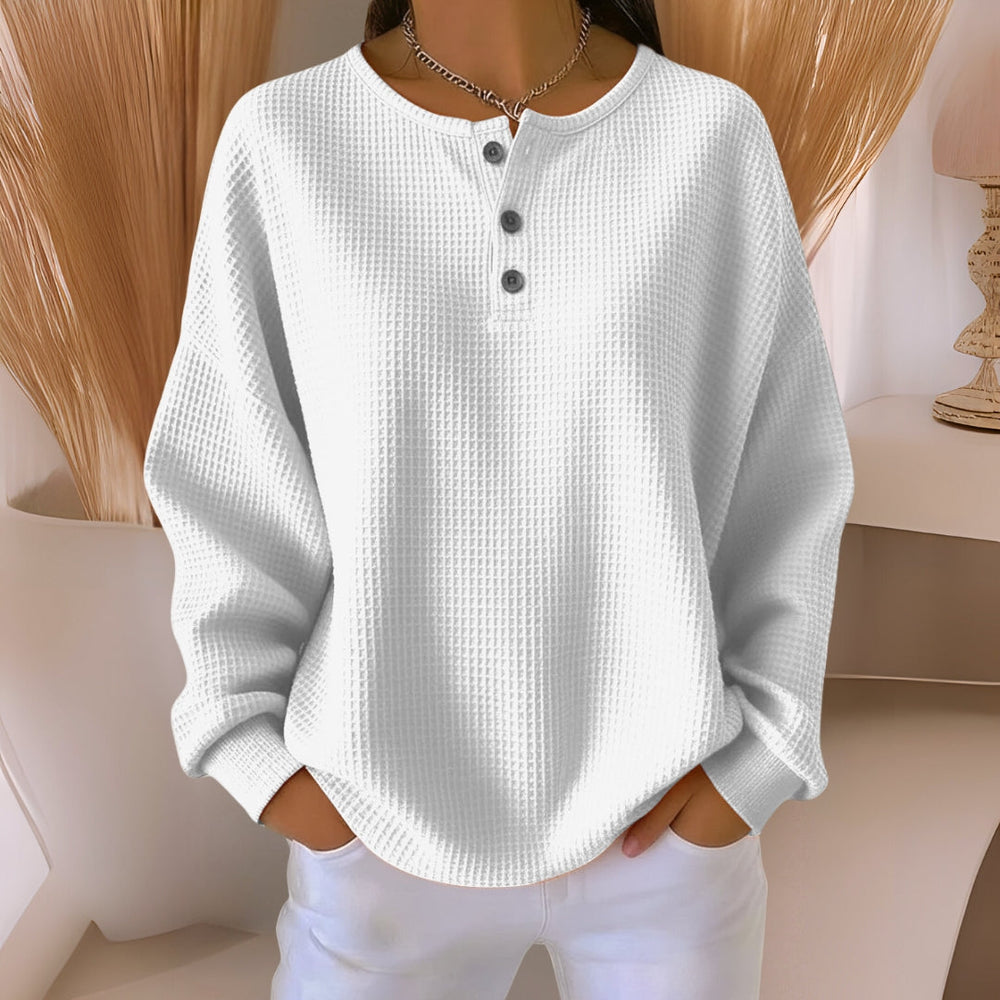 Bernadette | Relaxed Button-Neck Top - Maison Léa & Lou